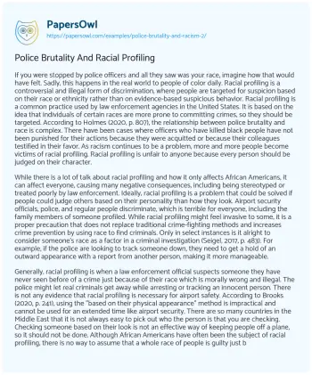 Essay on Police Brutality and Racial Profiling