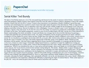 Essay on Serial Killer Ted Bundy