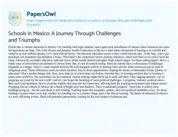 Essay on Schools in Mexico: a Journey through Challenges and Triumphs