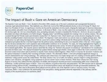 Essay on The Impact of Bush V. Gore on American Democracy