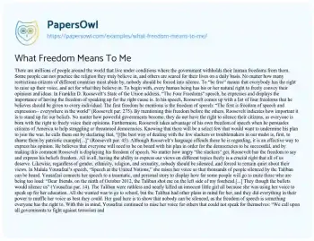 Essay on What Freedom Means to me