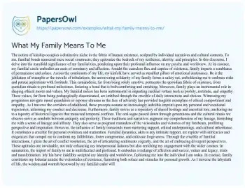 Essay on What my Family Means to me