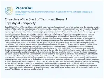 Essay on Characters of the Court of Thorns and Roses: a Tapestry of Complexity