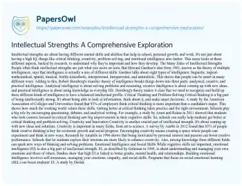 Essay on Intellectual Strengths: a Comprehensive Exploration