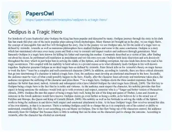 Essay on Oedipus is a Tragic Hero