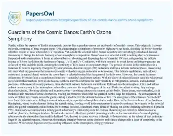 Essay on Guardians of the Cosmic Dance: Earth’s Ozone Symphony