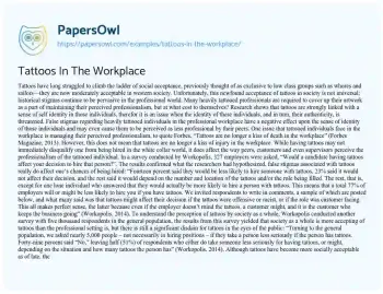 Essay on Tattoos in the Workplace