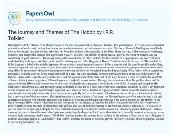 Essay on The Journey and Themes of the Hobbit by J.R.R. Tolkien
