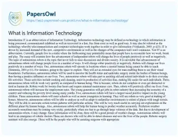 Essay on What is Information Technology