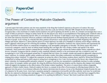 Essay on The Power of Context by Malcolm Gladwells Argument