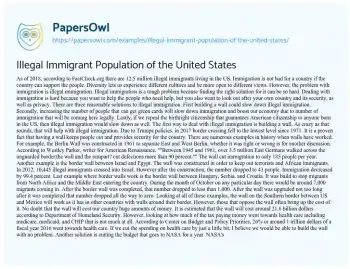 Essay on Illegal Immigrant Population of the United States