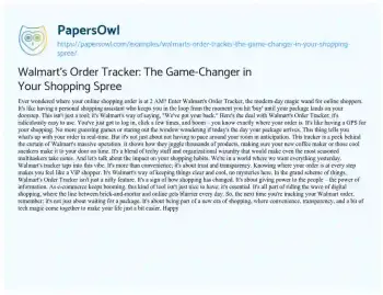 Essay on Walmart’s Order Tracker: the Game-Changer in your Shopping Spree