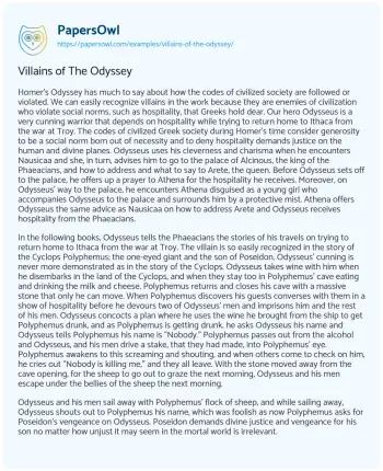 Essay on Villains of the Odyssey