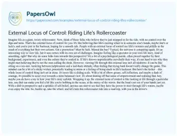 Essay on External Locus of Control: Riding Life’s Rollercoaster