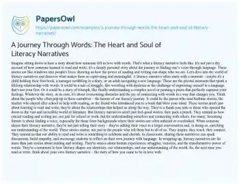 Essay on A Journey through Words: the Heart and Soul of Literacy Narratives