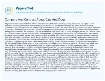 Essay on Compare and Contrast about Cats and Dogs