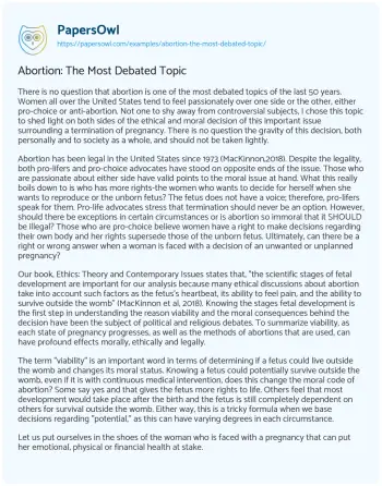 Essay on Abortion: the most Debated Topic