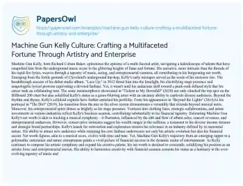 Essay on Machine Gun Kelly Culture: Crafting a Multifaceted Fortune through Artistry and Enterprise