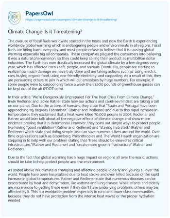 Essay on Climate Change: is it Threatening?  