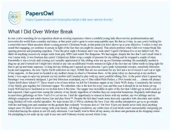 Essay on What i did over Winter Break