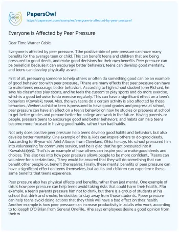 Essay on Everyone is Affected by Peer Pressure