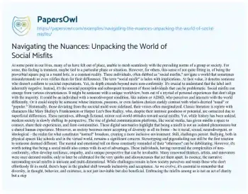 Essay on Navigating the Nuances: Unpacking the World of Social Misfits