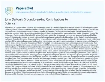 Essay on John Dalton’s Groundbreaking Contributions to Science