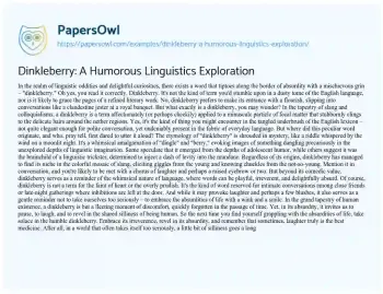 Essay on Dinkleberry: a Humorous Linguistics Exploration