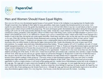 Essay on Man and Woman are Equal