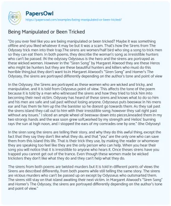 Essay on Being Manipulated or been Tricked