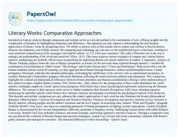 Essay on Literary Works: Comparative Approaches