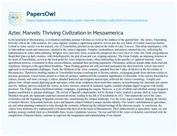 Essay on Aztec Marvels: Thriving Civilization in Mesoamerica