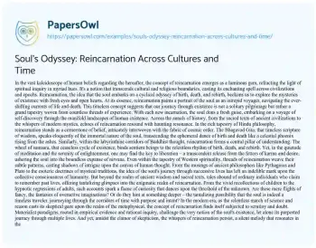 Essay on Soul’s Odyssey: Reincarnation Across Cultures and Time