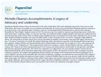 Essay on Michelle Obama’s Accomplishments: a Legacy of Advocacy and Leadership