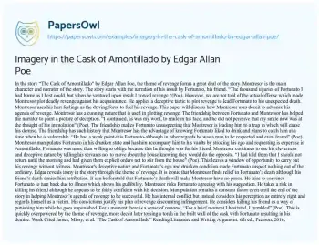 Essay on Imagery in the Cask of Amontillado by Edgar Allan Poe