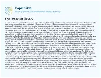 Essay on The Impact of Slavery