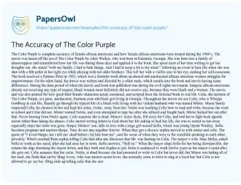 Essay on The Accuracy of the Color Purple