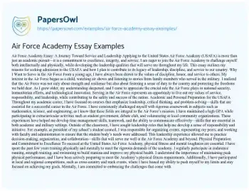 Essay on Air Force Academy Essay Examples