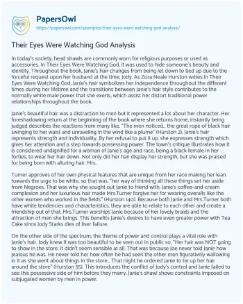 Essay on Their Eyes were Watching God Analysis