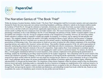 Essay on The Narrative Genius of “The Book Thief”