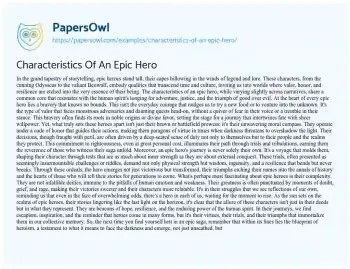 Essay on Characteristics of an Epic Hero