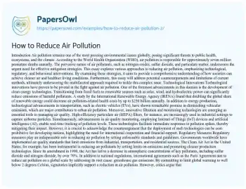 Essay on How to Reduce Air Pollution