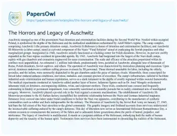 Essay on The Horrors and Legacy of Auschwitz