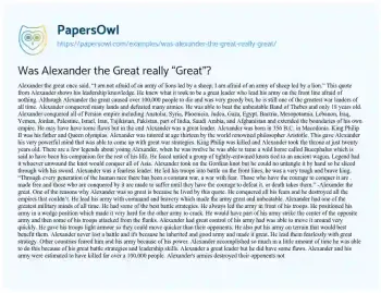 Essay on Was Alexander the Great Really “Great”?