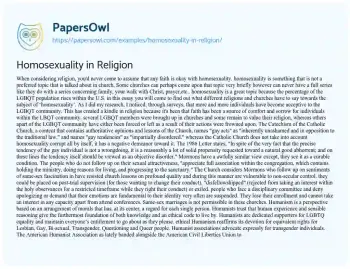 Essay on Homosexuality in Religion