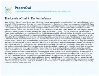 Essay on The Levels of Hell in Dante’s Inferno