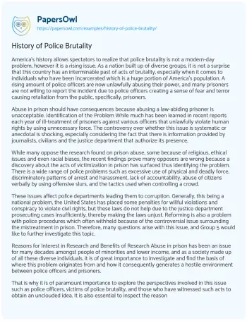 Essay on History of Police Brutality