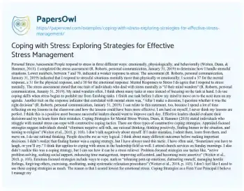 Essay on Coping with Stress: Exploring Strategies for Effective Stress Management