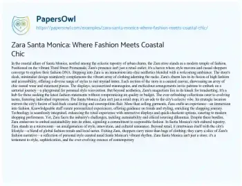 Essay on Zara Santa Monica: where Fashion Meets Coastal Chic