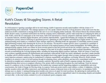 Essay on Kohl’s Closes 18 Struggling Stores: a Retail Revolution